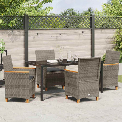 Garten Essgruppe 5 pcs Grau Poly-Rattan