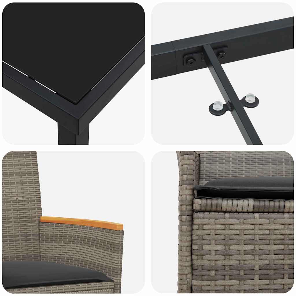 Garten Essgruppe 7 pcs Grau Poly-Rattan