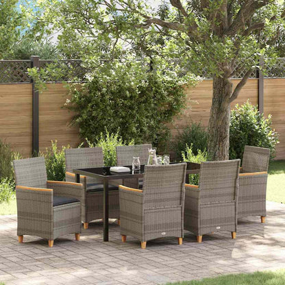Garten Essgruppe 7 pcs Grau Poly-Rattan