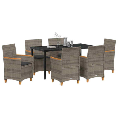 Garten Essgruppe 7 pcs Grau Poly-Rattan