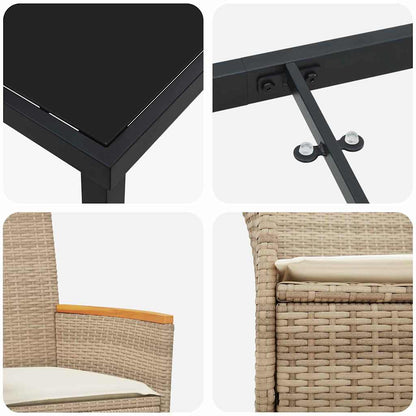 Garten Essgruppe 3 pcs Beige Poly-Rattan