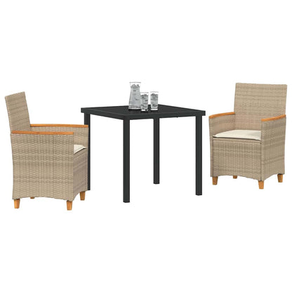 Garten Essgruppe 3 pcs Beige Poly-Rattan