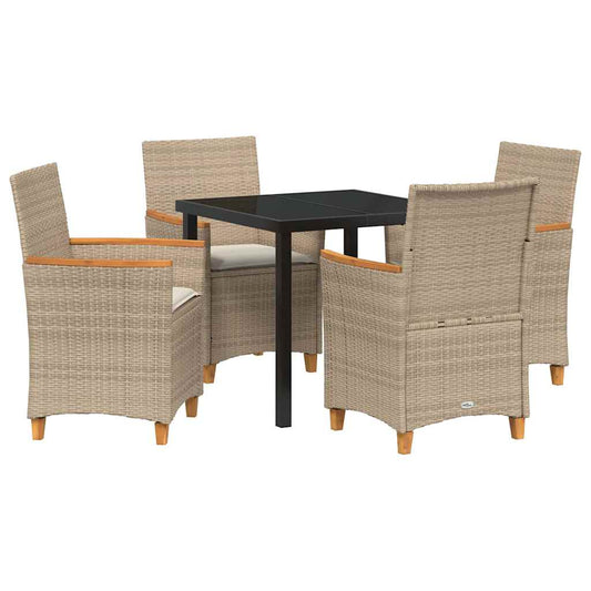 Garten Essgruppe 5 pcs Beige Poly-Rattan