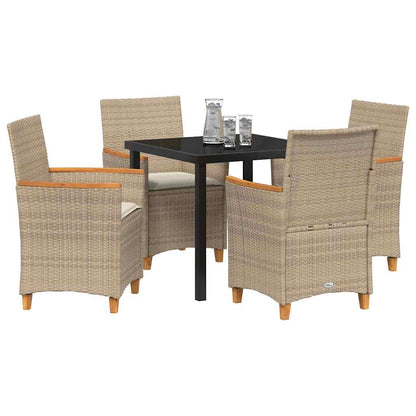 Garten Essgruppe 5 pcs Beige Poly-Rattan