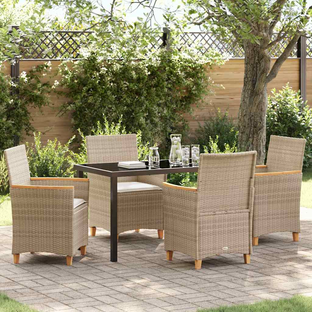 Garten Essgruppe 5 pcs Beige Poly-Rattan
