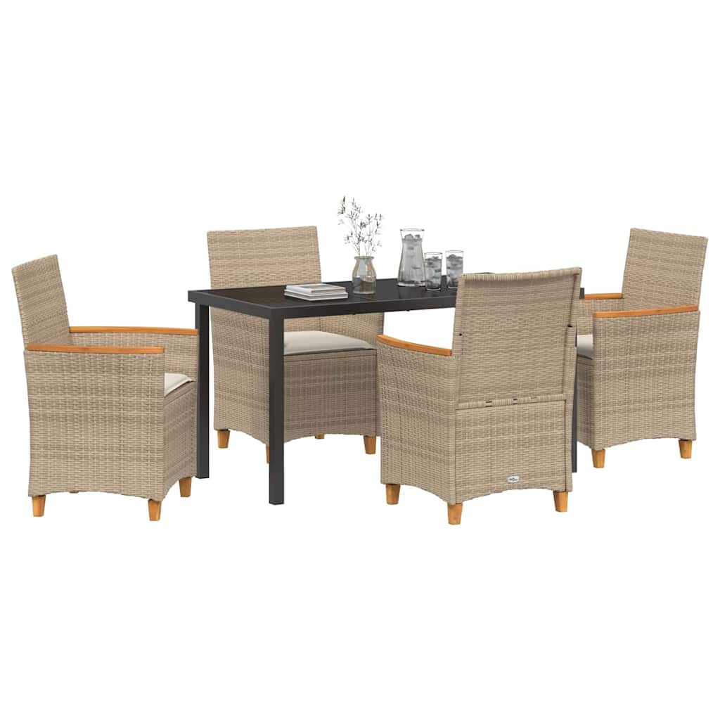 Garten Essgruppe 5 pcs Beige Poly-Rattan