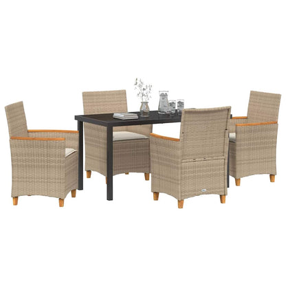 Garten Essgruppe 5 pcs Beige Poly-Rattan