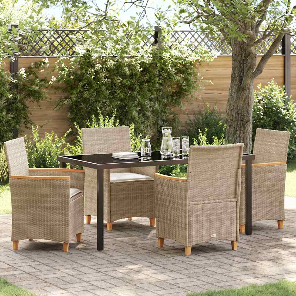 Garten Essgruppe 5 pcs Beige Poly-Rattan