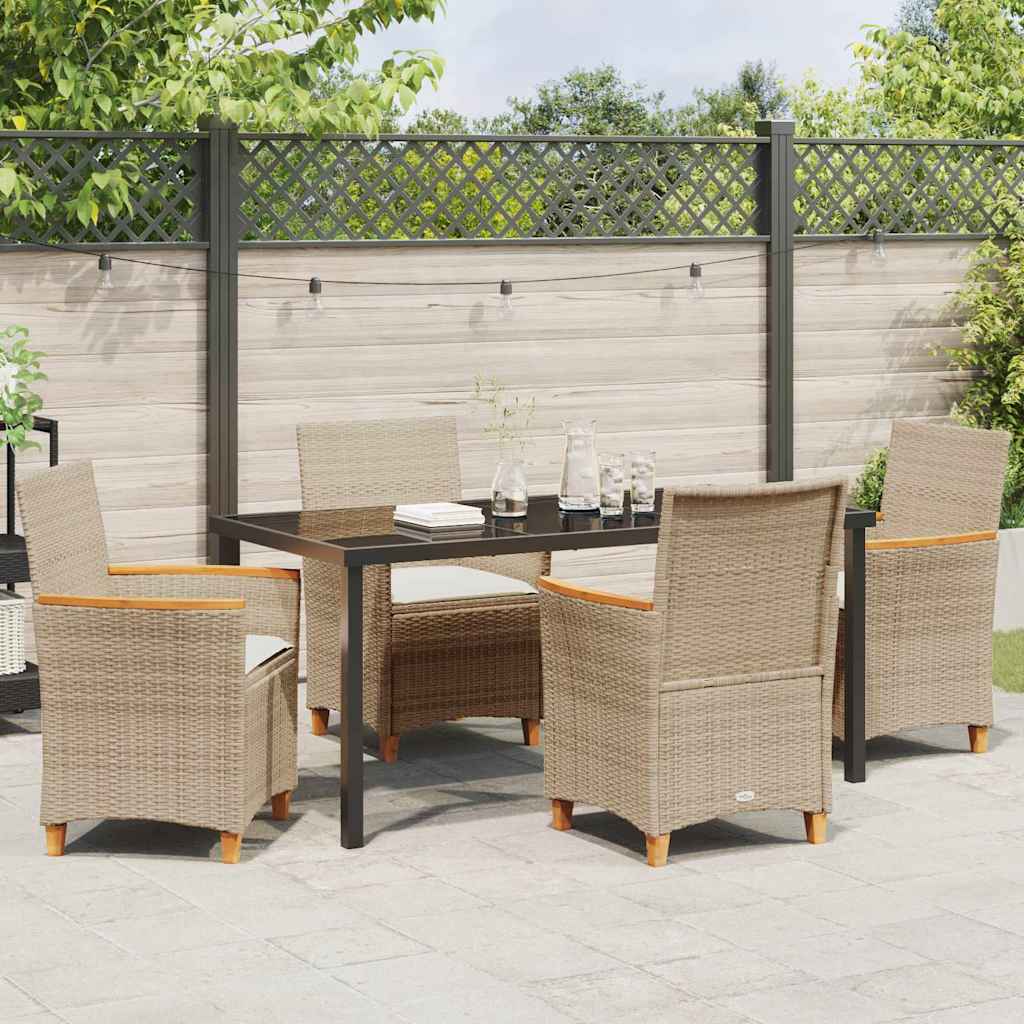 Garten Essgruppe 5 pcs Beige Poly-Rattan
