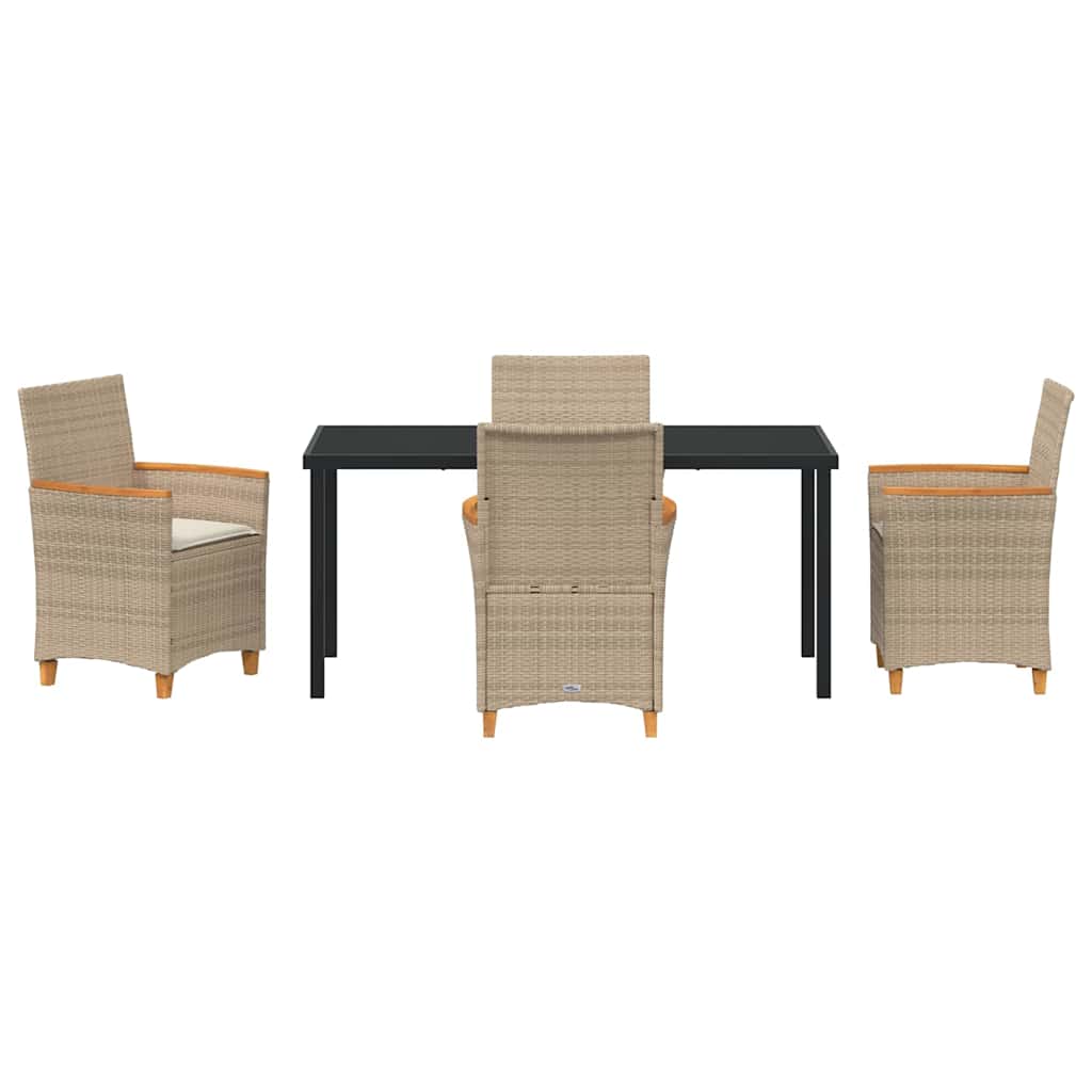 Garten Essgruppe 5 pcs Beige Poly-Rattan