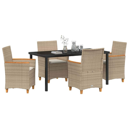 Garten Essgruppe 5 pcs Beige Poly-Rattan