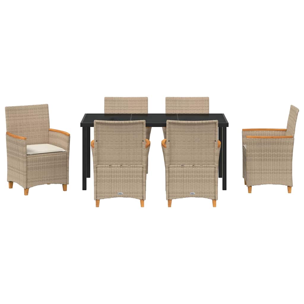 Garten Essgruppe 7 pcs Beige Poly-Rattan