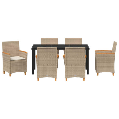 Garten Essgruppe 7 pcs Beige Poly-Rattan
