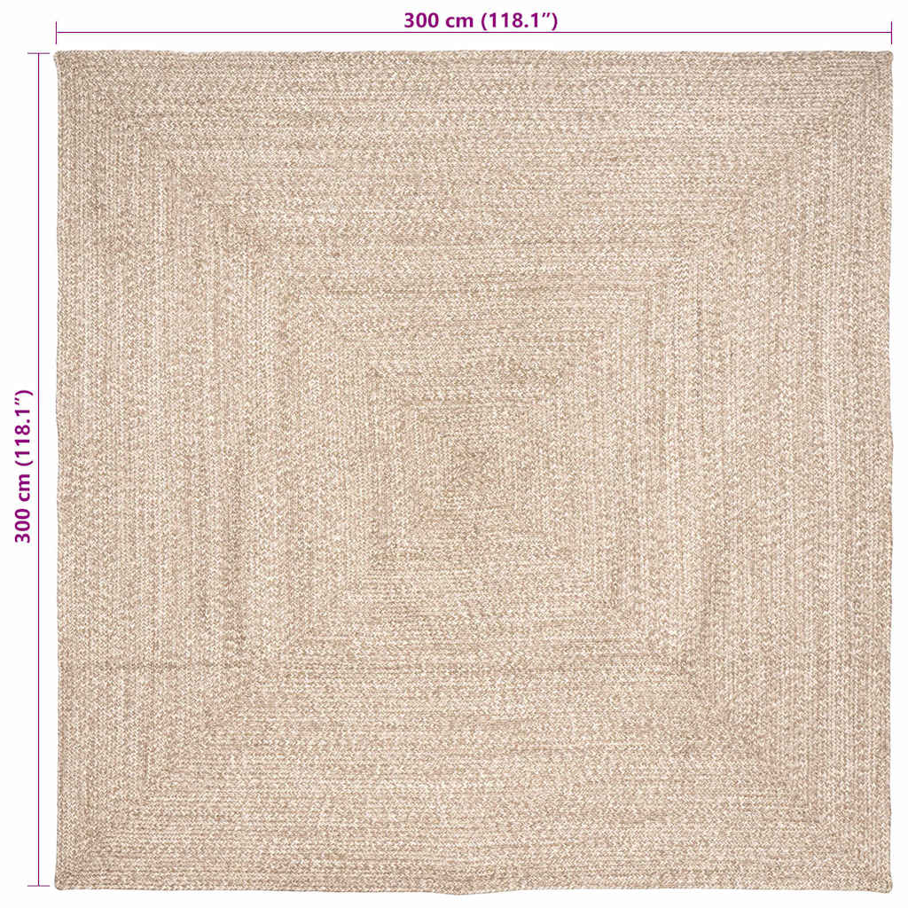 Bereichsteppich Braun 300 x 300 cm Jute