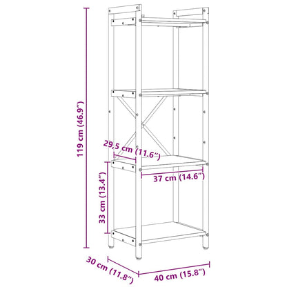 Bücherregal Schwarze Eiche 40 x 30 x 118 cm Holzwerkstoff