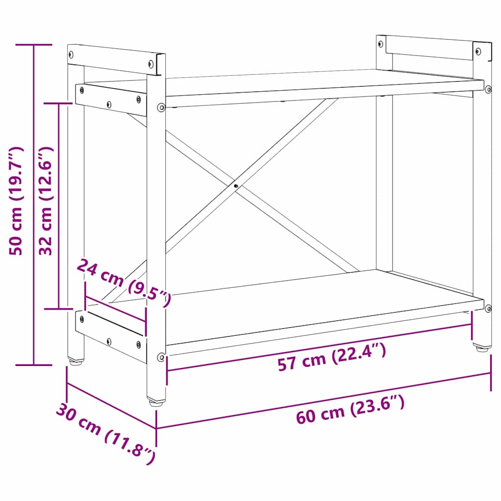 Bücherregal Grau Sonoma 60 x 30 x 48,5 cm Holzwerkstoff