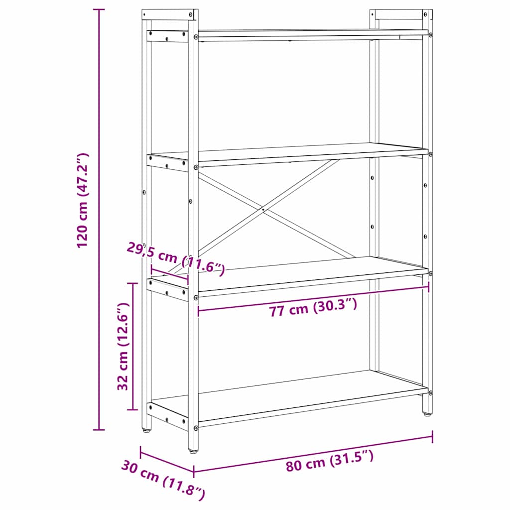 Bücherregal Räuchereiche 80 x 30 x 118 cm Holzwerkstoff