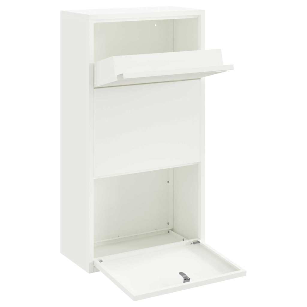 Paketdrop-Box mit Speicher mit Tür Weiß 44 x 22 x 82 cm Stahl