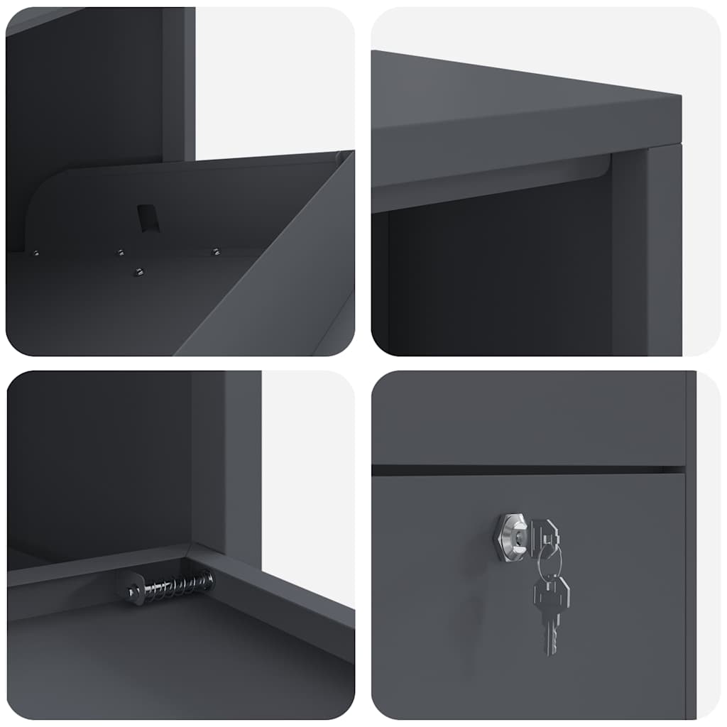 Paketdrop-Box mit Speicher Anthrazit 44 x 22 x 82 cm Stahl