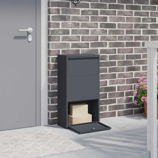 Paketdrop-Box mit Speicher Anthrazit 44 x 22 x 82 cm Stahl