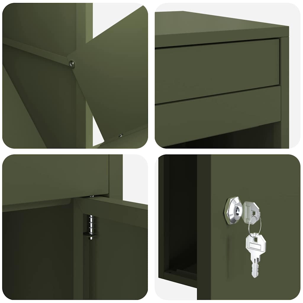 Paketdrop-Box Olivgrün 41 x 38 x 103 cm Stahl
