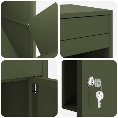 Paketdrop-Box Olivgrün 41 x 38 x 103 cm Stahl