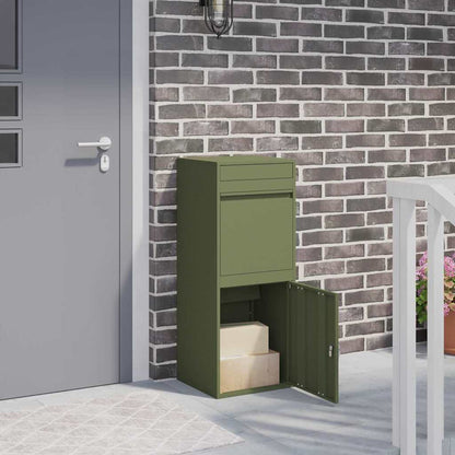 Paketdrop-Box Olivgrün 41 x 38 x 103 cm Stahl