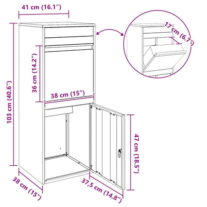Paketdrop-Box Schwarz 41 x 38 x 103 cm Verzinkter Stahl