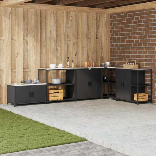 Küchenlageregal mit Regal mit Speicher Schwarz 60 x 50 x 92 cm Stahl