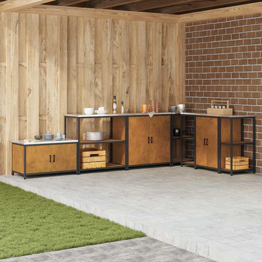 Küchenlageregal mit Regal mit Speicher Rostig 60 x 50 x 92 cm Wetterstahl