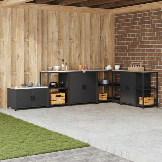 Küchenlageregal mit Regal mit Speicher Schwarz 60 x 50 x 92 cm Stahl