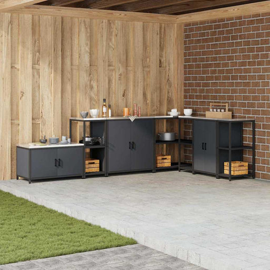 Küchenlageregal mit Regal mit Speicher Anthrazit 60 x 50 x 92 cm Stahl