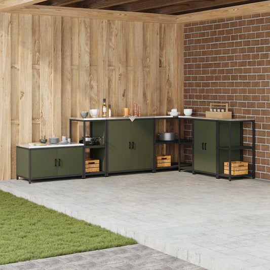 Küchenlageregal mit Regal mit Speicher Olivgrün 60 x 50 x 92 cm Stahl