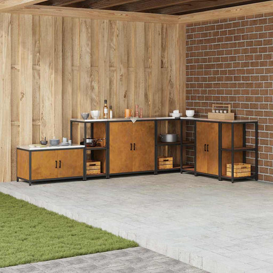 Küchenlageregal mit Regal mit Speicher Rostig 60 x 50 x 92 cm Wetterstahl