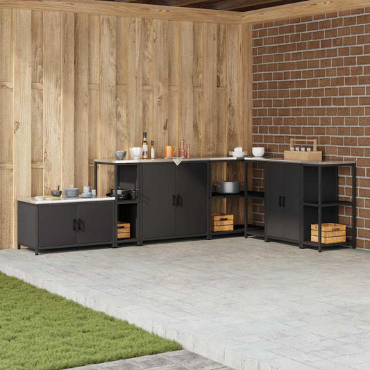 Küchenlageregal mit Regal mit Speicher Schwarz 60 x 50 x 92 cm Stahl