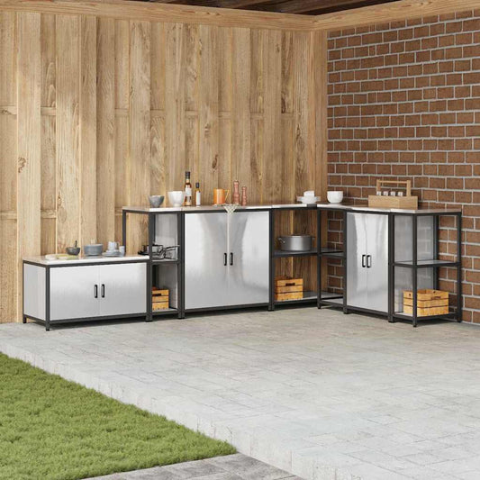Küchenlageregal mit Regal mit Speicher Silber 60 x 50 x 92 cm Edelstahl