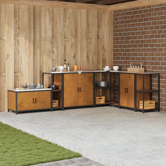 Küchenlageregal mit Regal mit Speicher Rostig 60 x 50 x 92 cm Wetterstahl