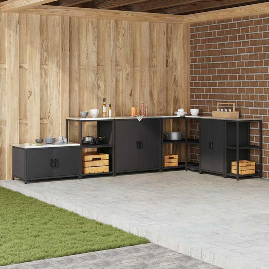 Küchenlagerregal mit Regal mit Speicher mit Tür Schwarz 60 x 50 x 92 cm Stahl