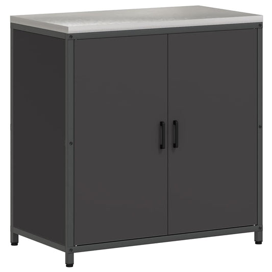 Küchenlagerregal mit Regal mit Speicher mit Tür Schwarz 60 x 50 x 92 cm Stahl