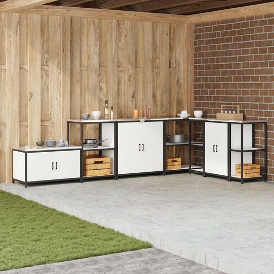 Küchenlagerregal mit Regal mit Speicher mit Tür Weiß 60 x 50 x 92 cm Stahl