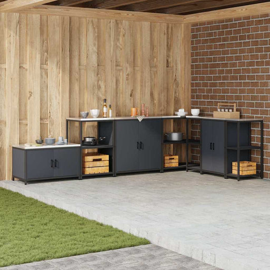 Küchenlagerregal mit Regal mit Speicher mit Tür Anthrazit 60 x 50 x 92 cm Stahl