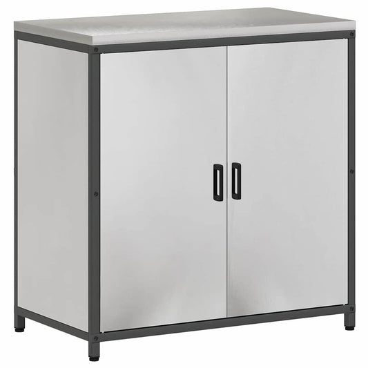 Küchenlagerregal mit Regal mit Speicher mit Tür Silber 60 x 50 x 92 cm Edelstahl