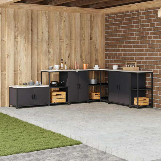 Küchenlagerregal mit Regal mit Speicher mit Tür Schwarz 60 x 50 x 92 cm Stahl