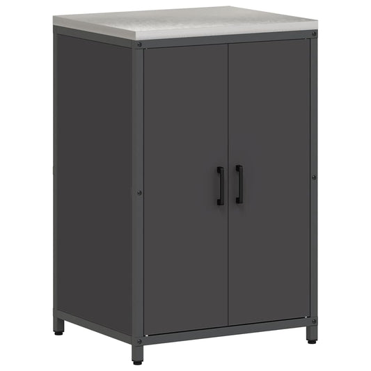 Küchenlagerregal mit Regal mit Speicher mit Tür Schwarz 60 x 50 x 92 cm Stahl