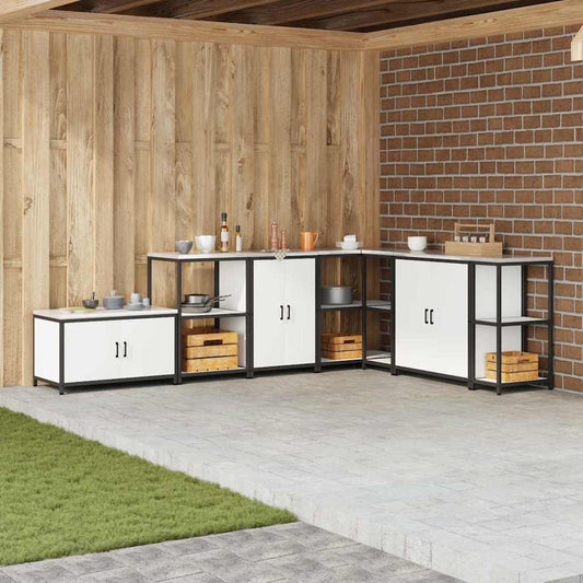 Küchenlagerregal mit Regal mit Speicher mit Tür Weiß 60 x 50 x 92 cm Stahl