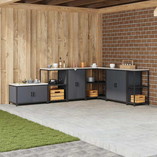 Küchenlagerregal mit Regal mit Speicher mit Tür Anthrazit 60 x 50 x 92 cm Stahl