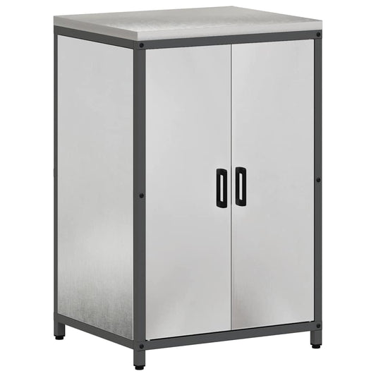 Küchenlagerregal mit Regal mit Speicher mit Tür Silber 60 x 50 x 92 cm Edelstahl