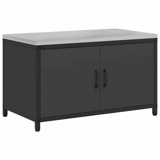 Küchenlagerregal mit Regal mit Speicher mit Tür Schwarz 60 x 50 x 92 cm Stahl