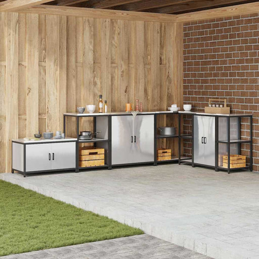 Küchenlagerregal mit Regal mit Speicher mit Tür Silber 60 x 50 x 92 cm Edelstahl