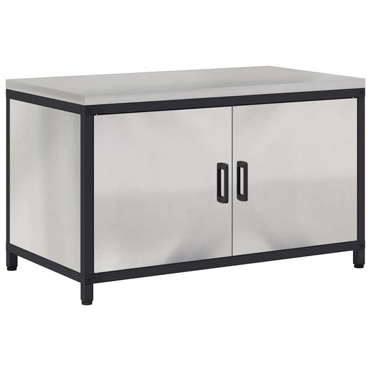 Küchenlagerregal mit Regal mit Speicher mit Tür Silber 60 x 50 x 92 cm Edelstahl